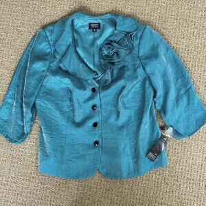 ADRIANNA PAPELL evening Essentials Women's Size 16W Teal Shimmering jacket